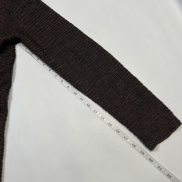Eileen Fisher Cardigan Womens Medium Linen Silk Open Knit Long Sleeve Sweater - Picture 8 of 9